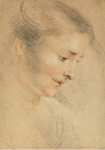 Watteau Antoine Study of a Womans Head - Hermitage